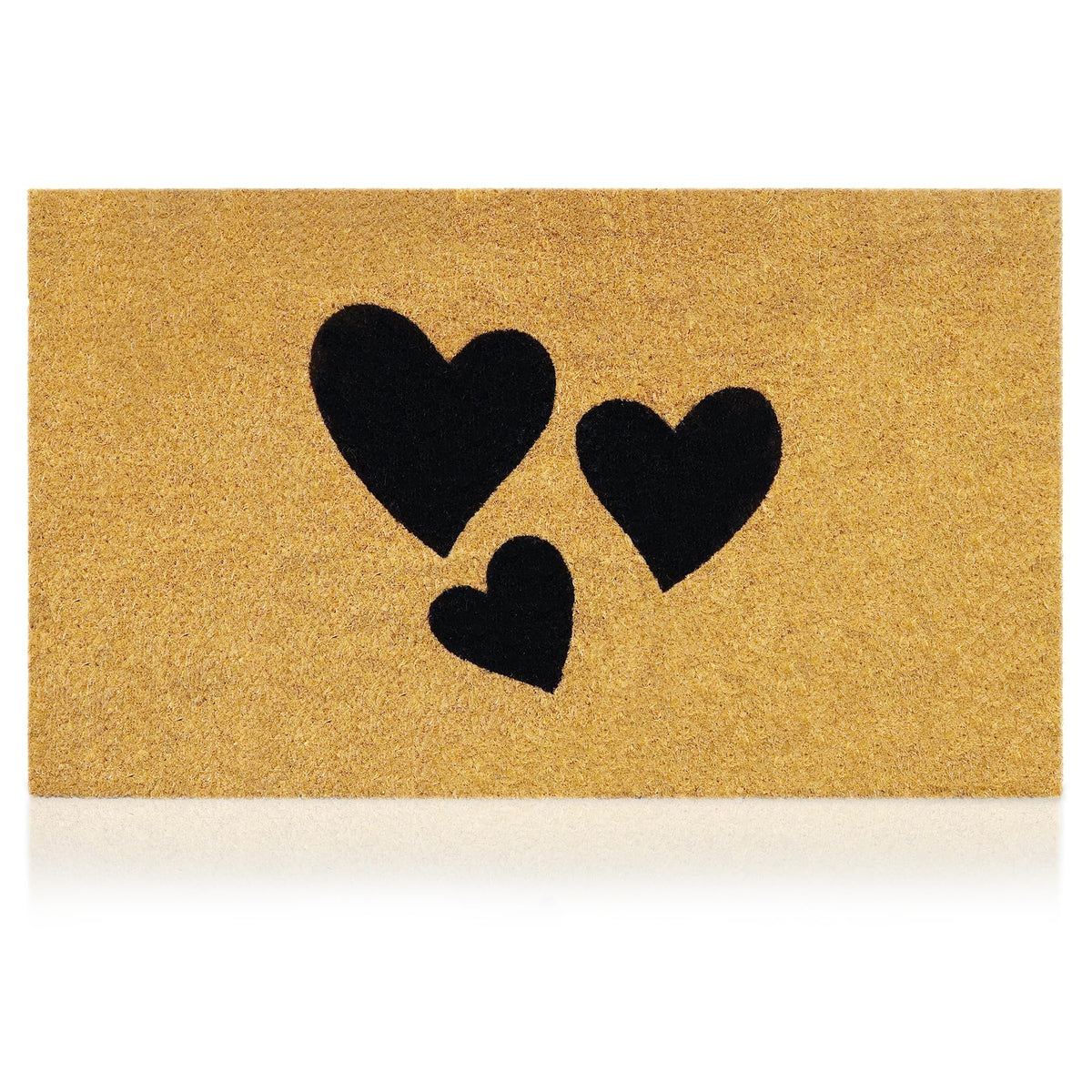 AMARU DOOR MATS Coir Welcome Mat front view with hearts design