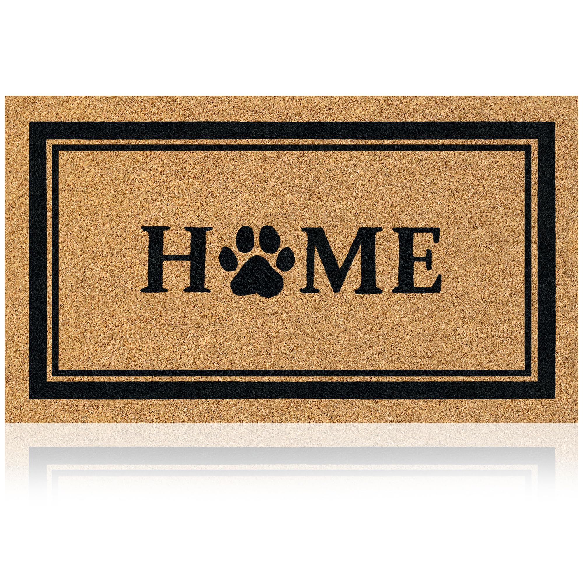 AMARU DOOR MATS Coir Welcome Mat front view with Home Dog Classic design