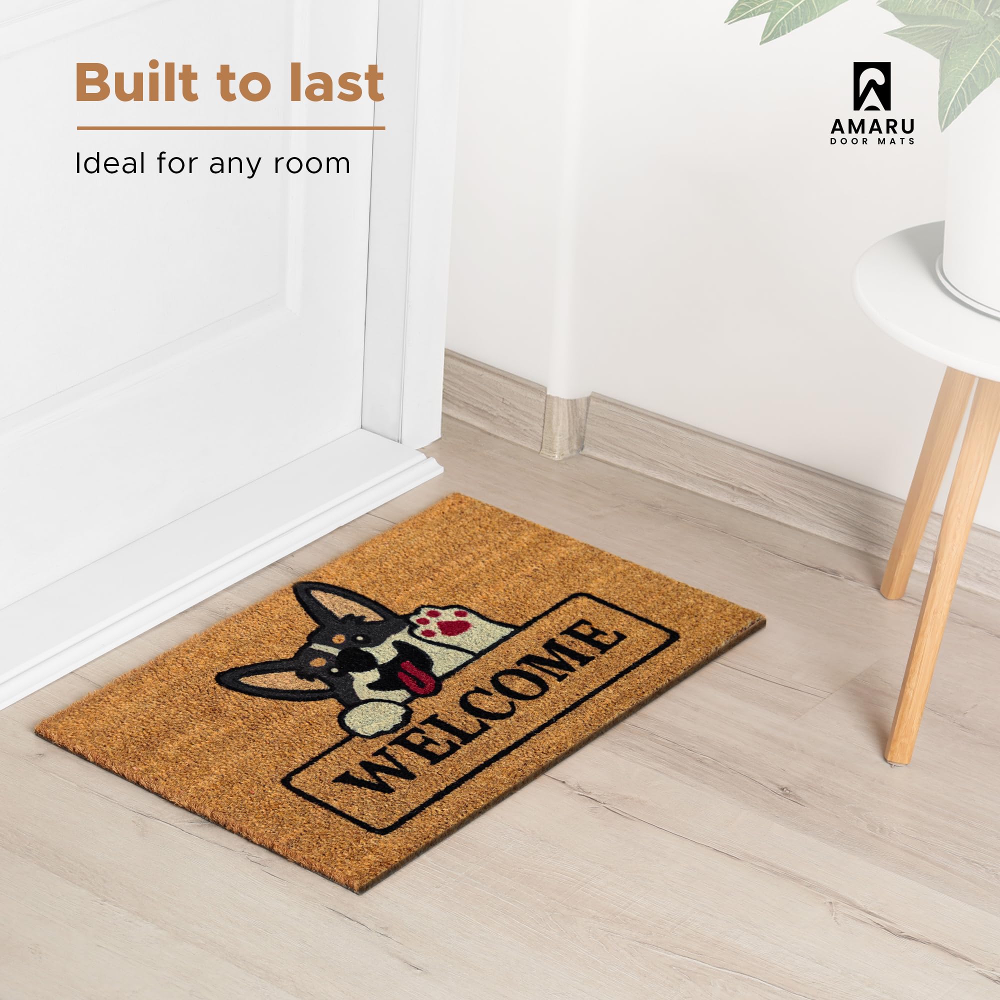 AMARU DOOR MATS Coir Welcome Mat in a garden setting