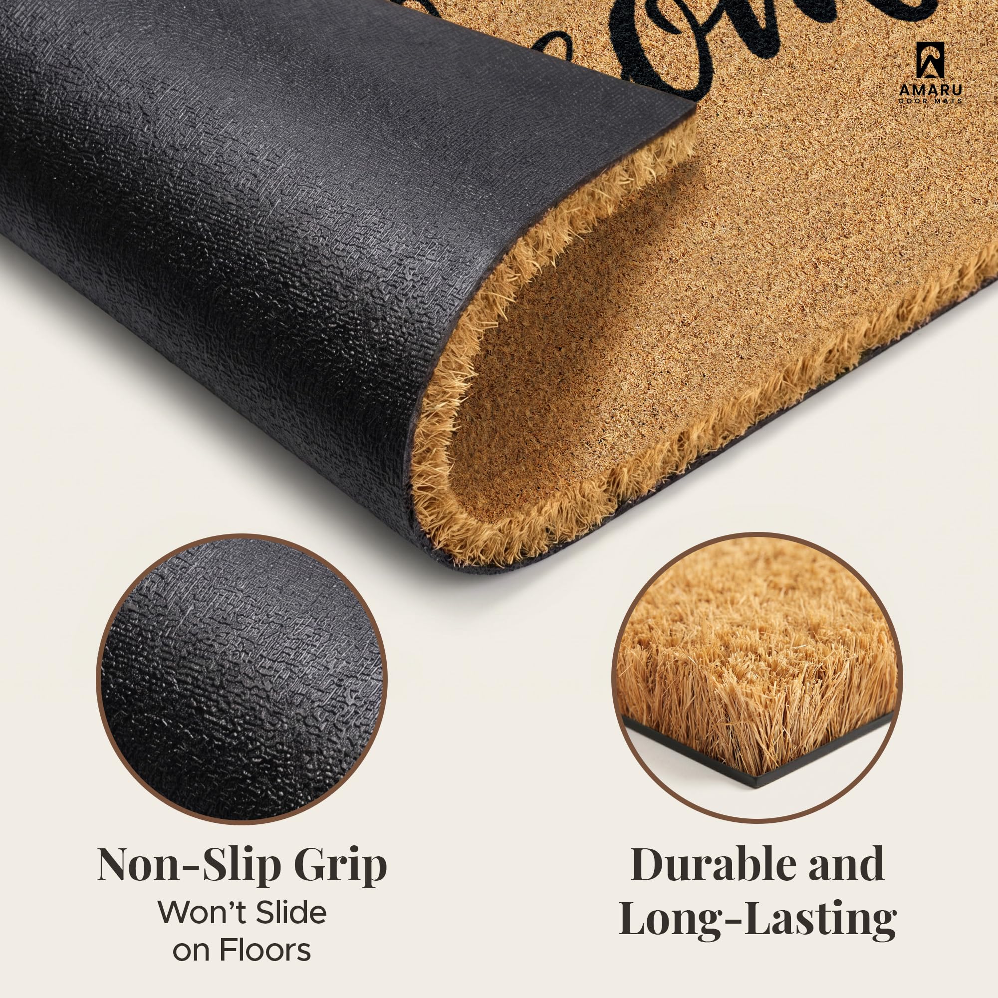 AMARU DOOR MATS Coir Welcome Mat in a garden setting