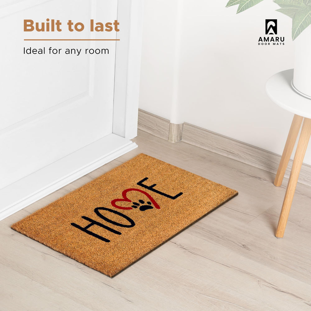 AMARU DOOR MATS Coir Welcome Mat in a garden setting