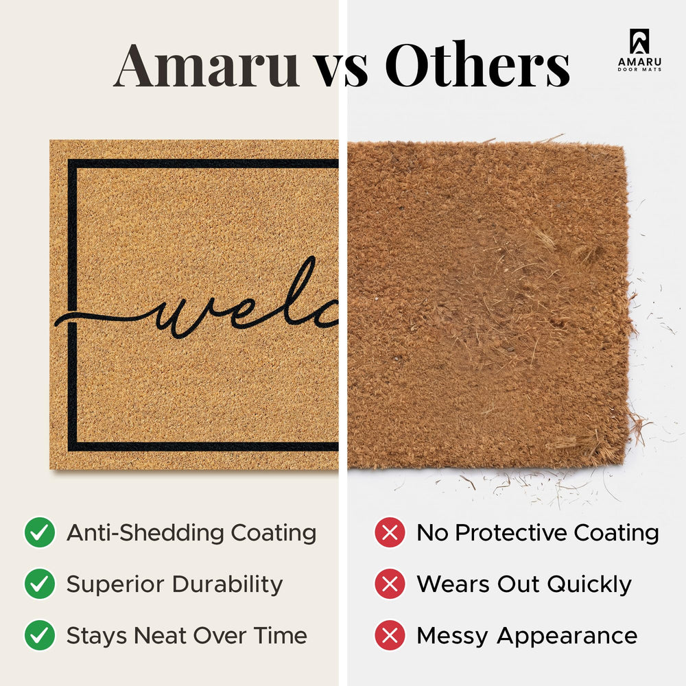 AMARU DOOR MATS Coir Welcome Mat in outdoor setting