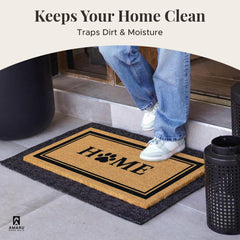 AMARU DOOR MATS Coir Welcome Mat in outdoor setting at front door