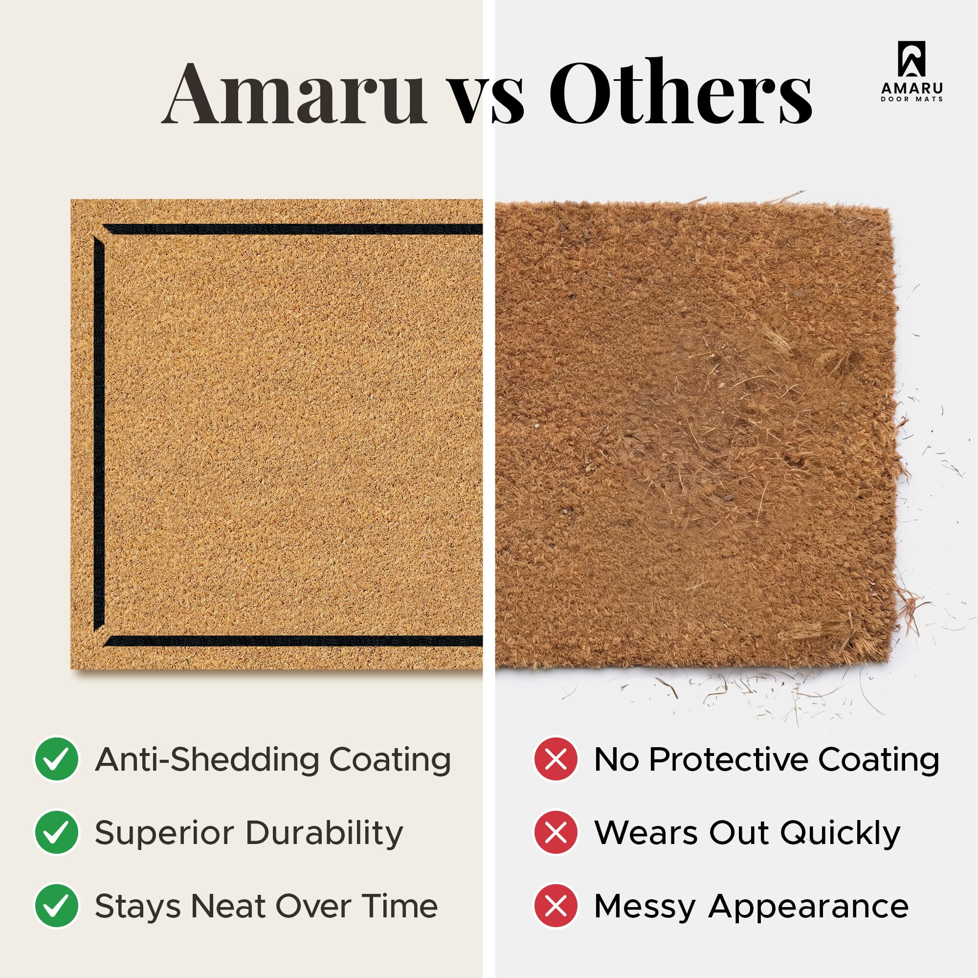 AMARU DOOR MATS Coir Welcome Mat in outdoor setting at front door