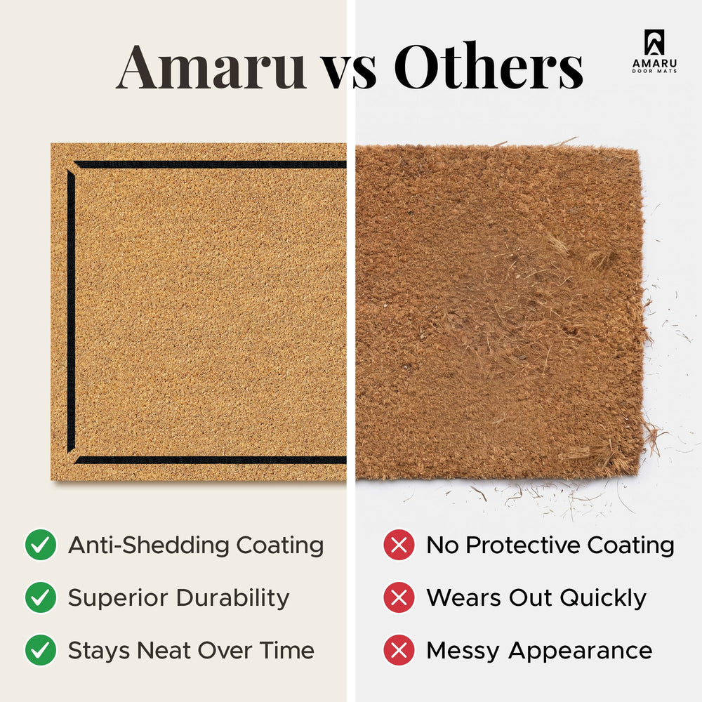 AMARU DOOR MATS Coir Welcome Mat in outdoor setting at front door