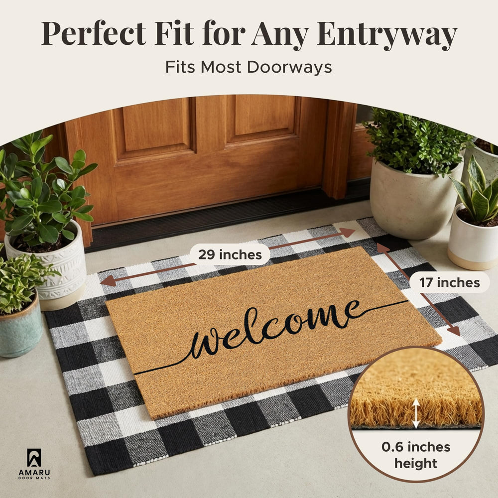 AMARU DOOR MATS Coir Welcome Mat non-slip backing detail