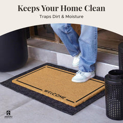 AMARU DOOR MATS Coir Welcome Mat non-slip backing detail