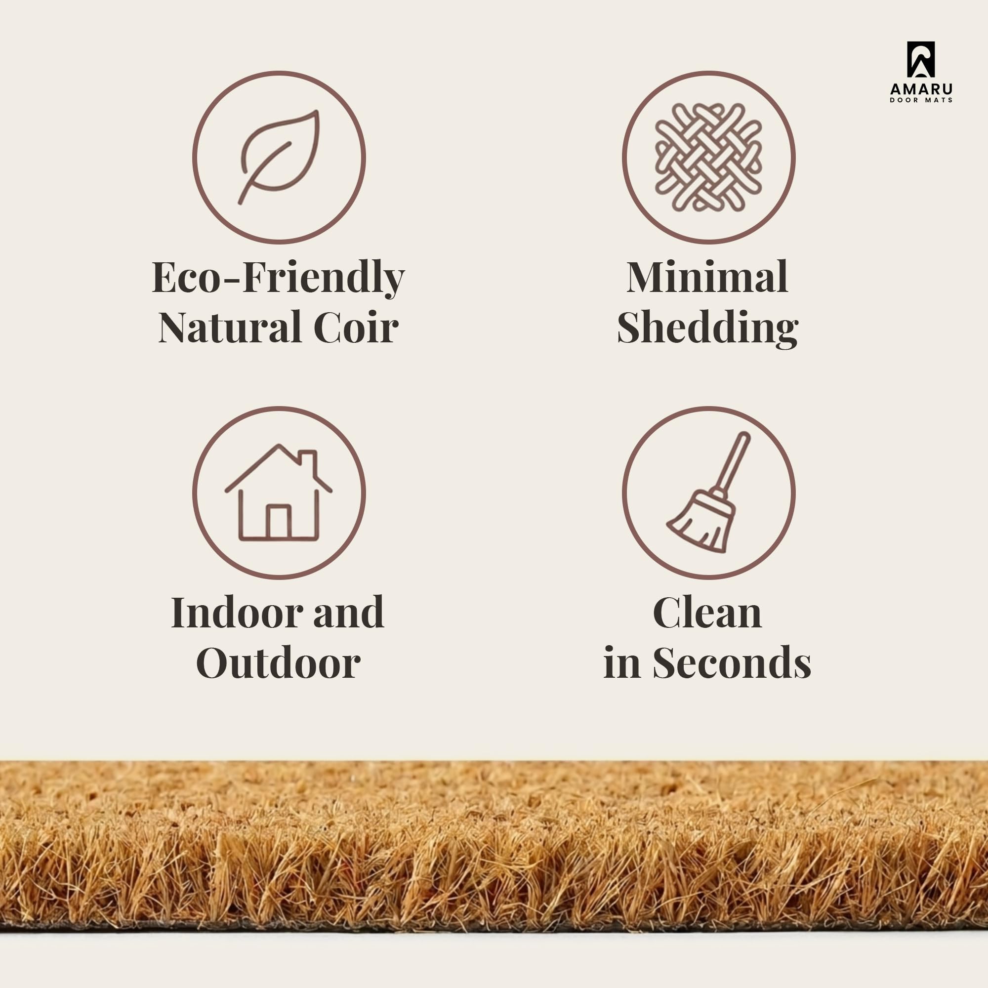 AMARU DOOR MATS Coir Welcome Mat packaging display