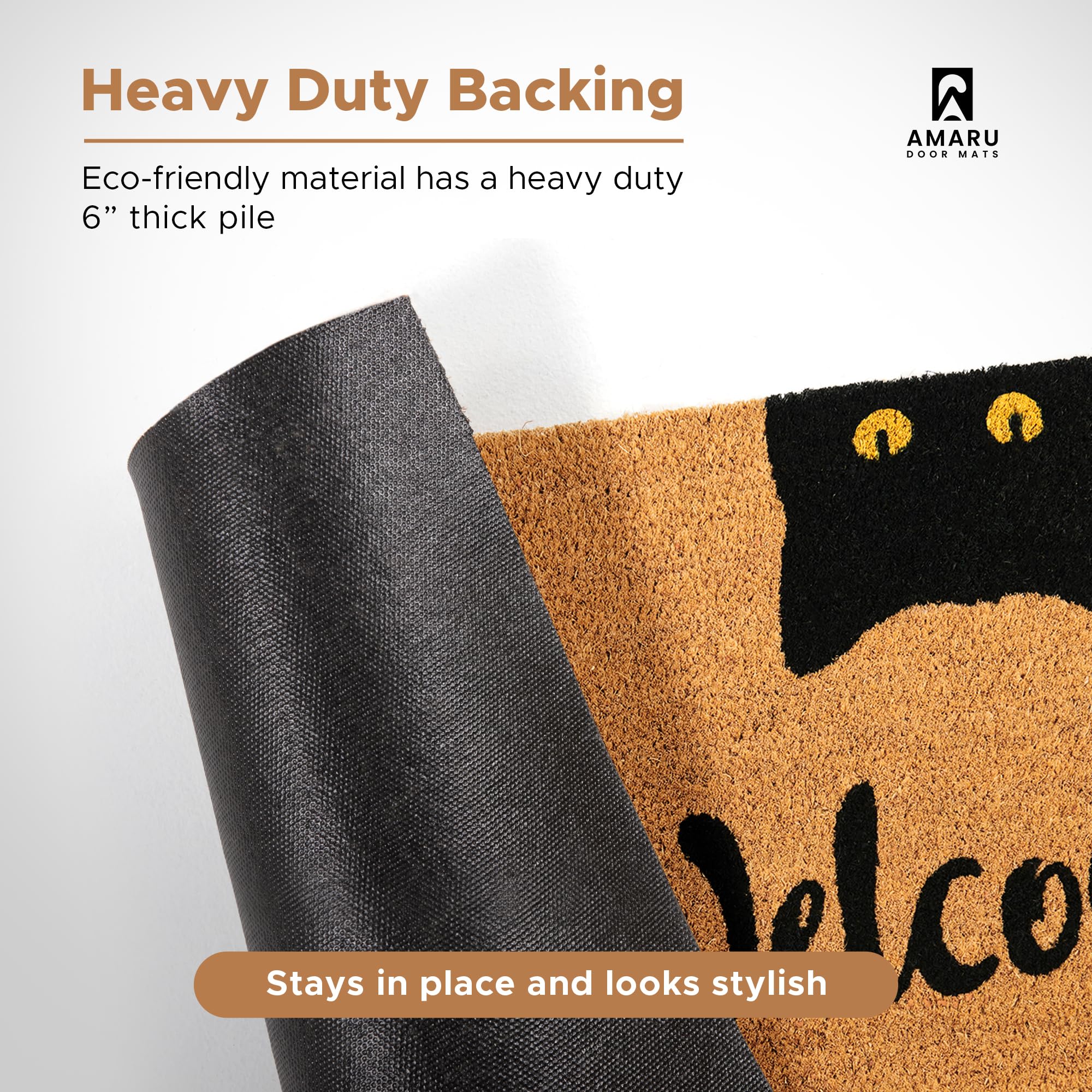 AMARU DOOR MATS Coir Welcome Mat packaging display