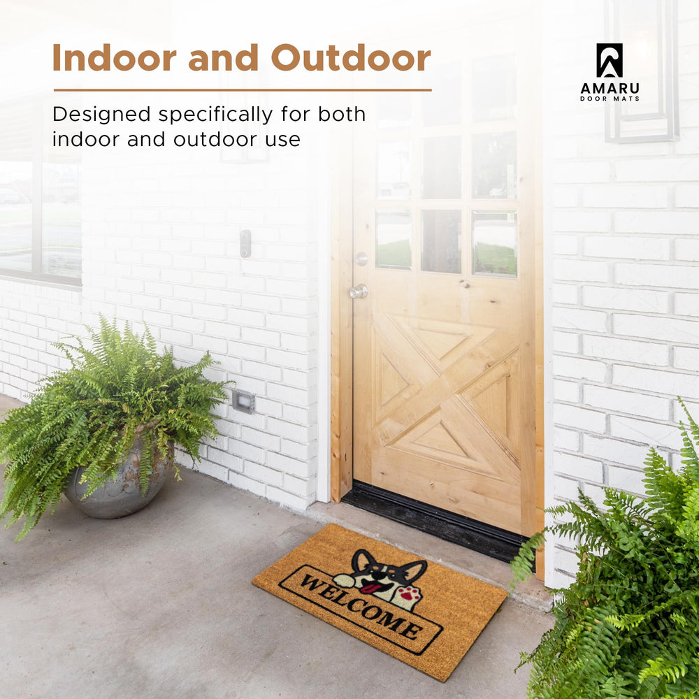 AMARU DOOR MATS Coir Welcome Mat side view showcasing dimensions