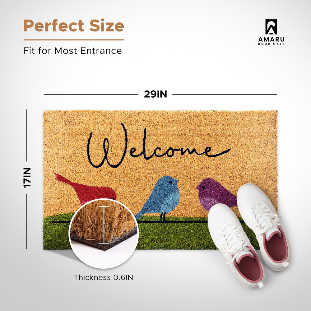 AMARU DOOR MATS Coir Welcome Mat side view showing thickness