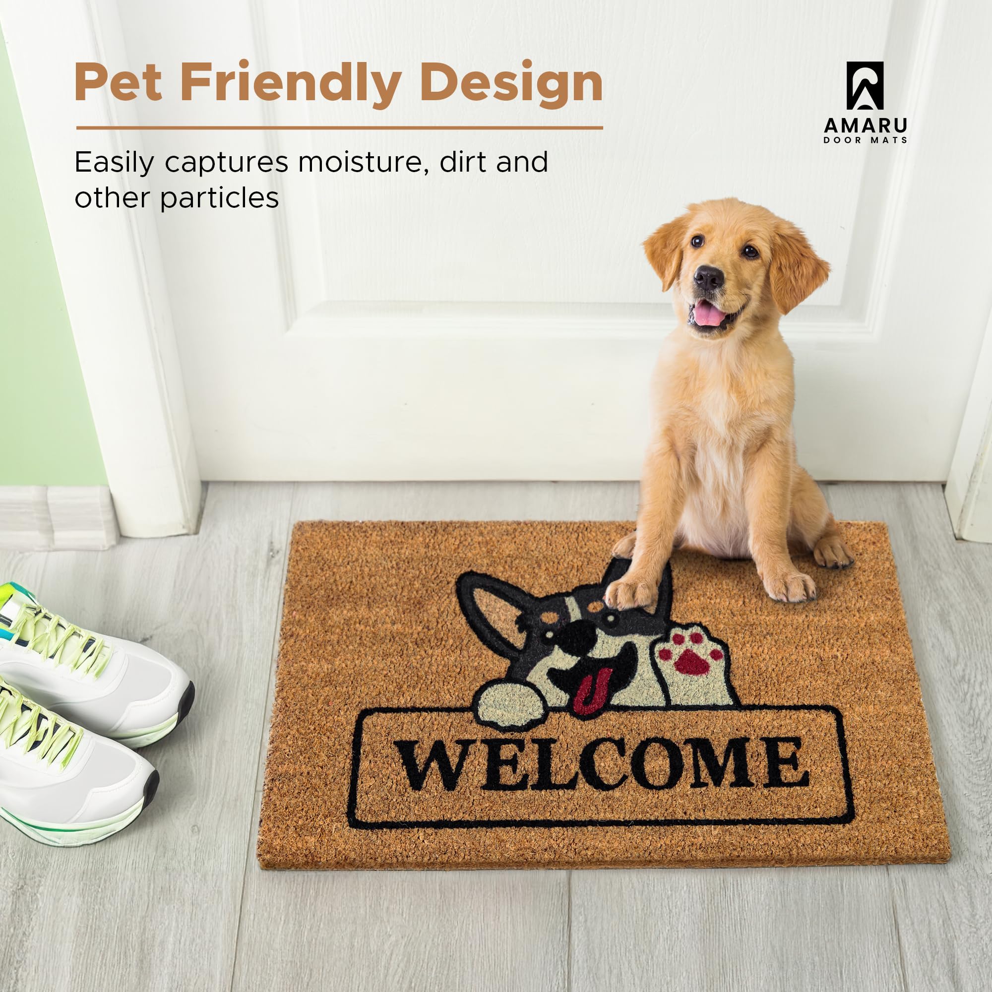 AMARU DOOR MATS Coir Welcome Mat with clean soles