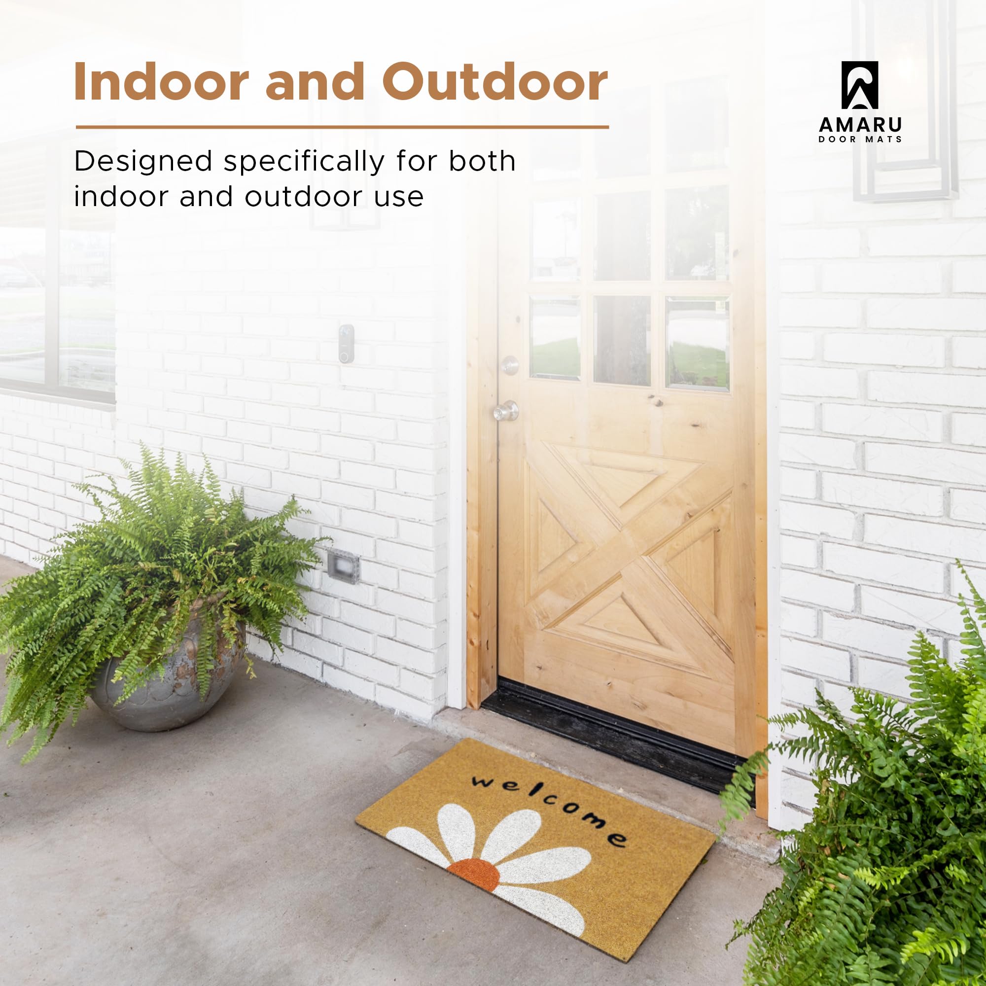 AMARU DOOR MATS Daisy Welcome Mat side view