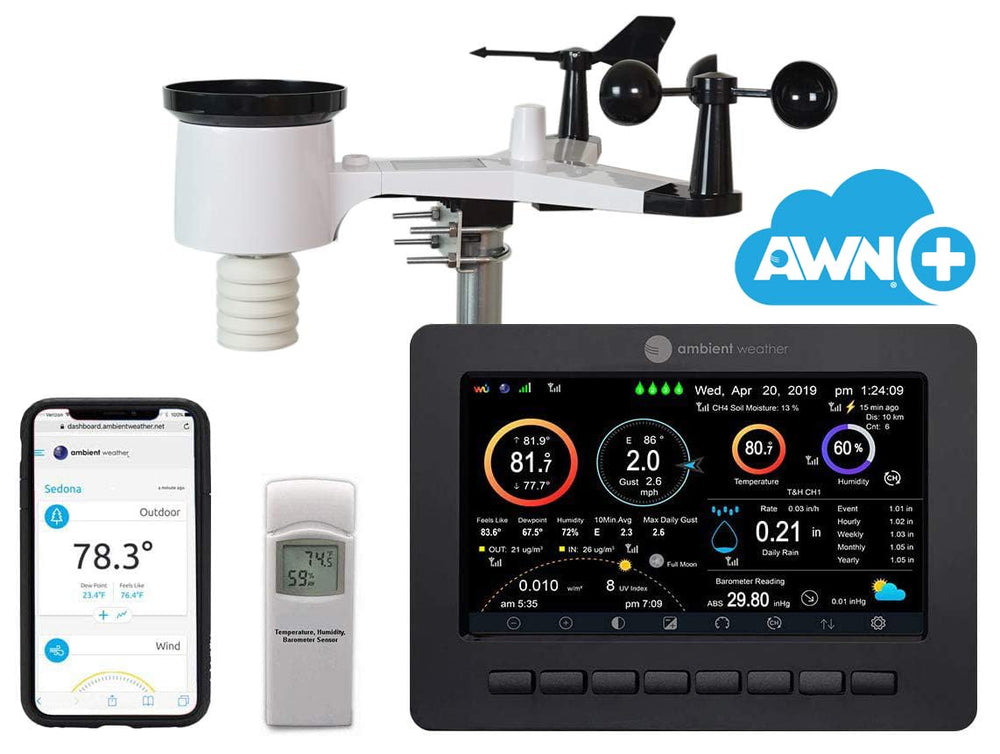 Ambient Weather WS-2000 integrated sensor array showing various weather measurements