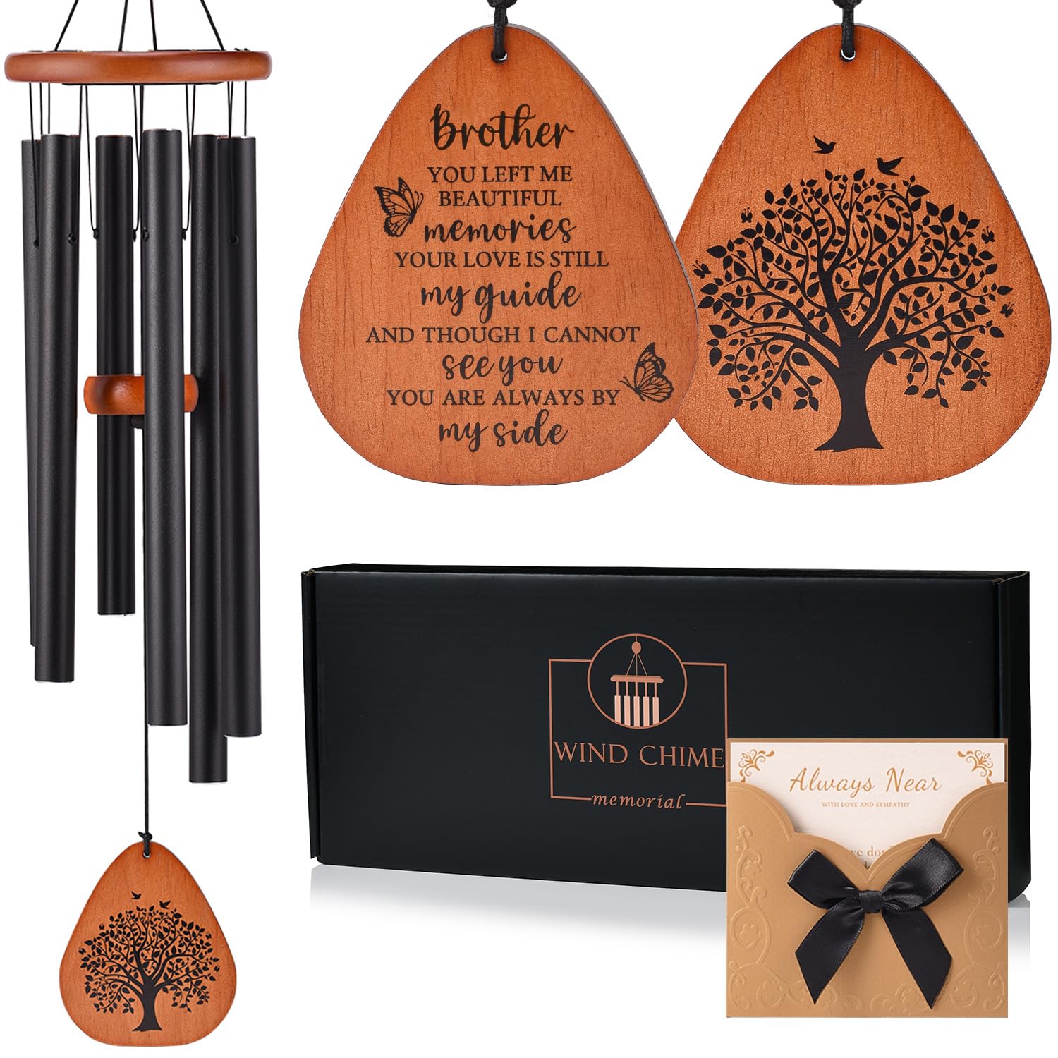 AMBOBE 32 inch memorial wind chimes in black design