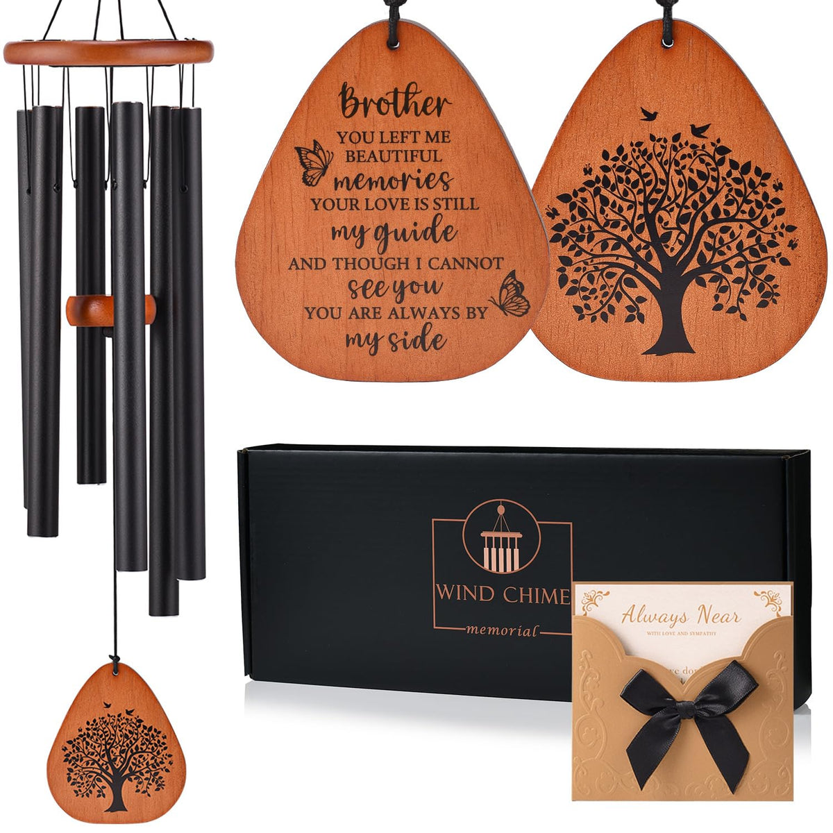 AMBOBE 32 inch memorial wind chimes in black design