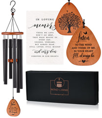 AMBOBE Memorial Wind Chimes black model front view with Tree of Life symbol
