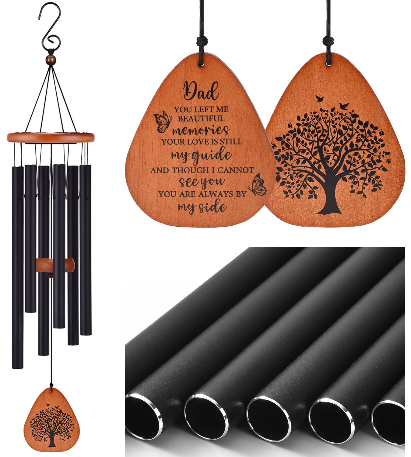 AMBOBE Memorial Wind Chimes front view with teardrop design