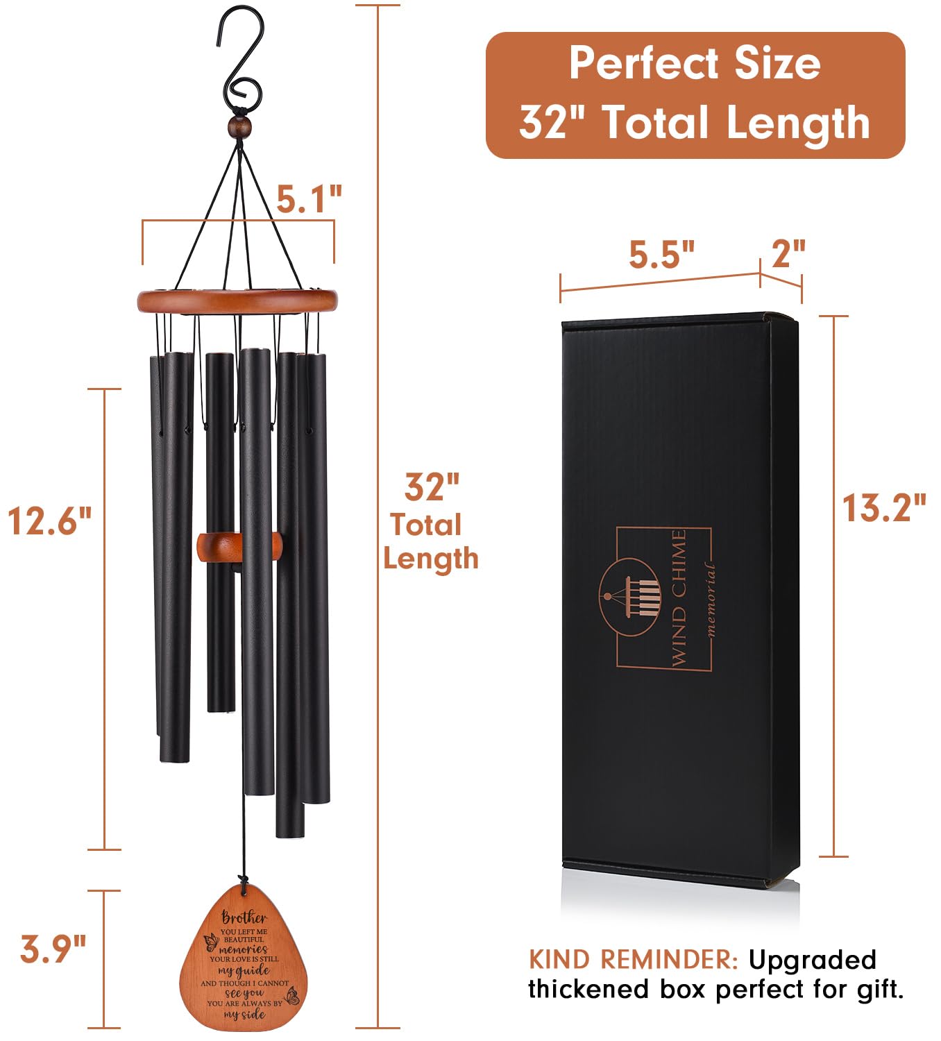 AMBOBE wind chimes with heartfelt message displayed