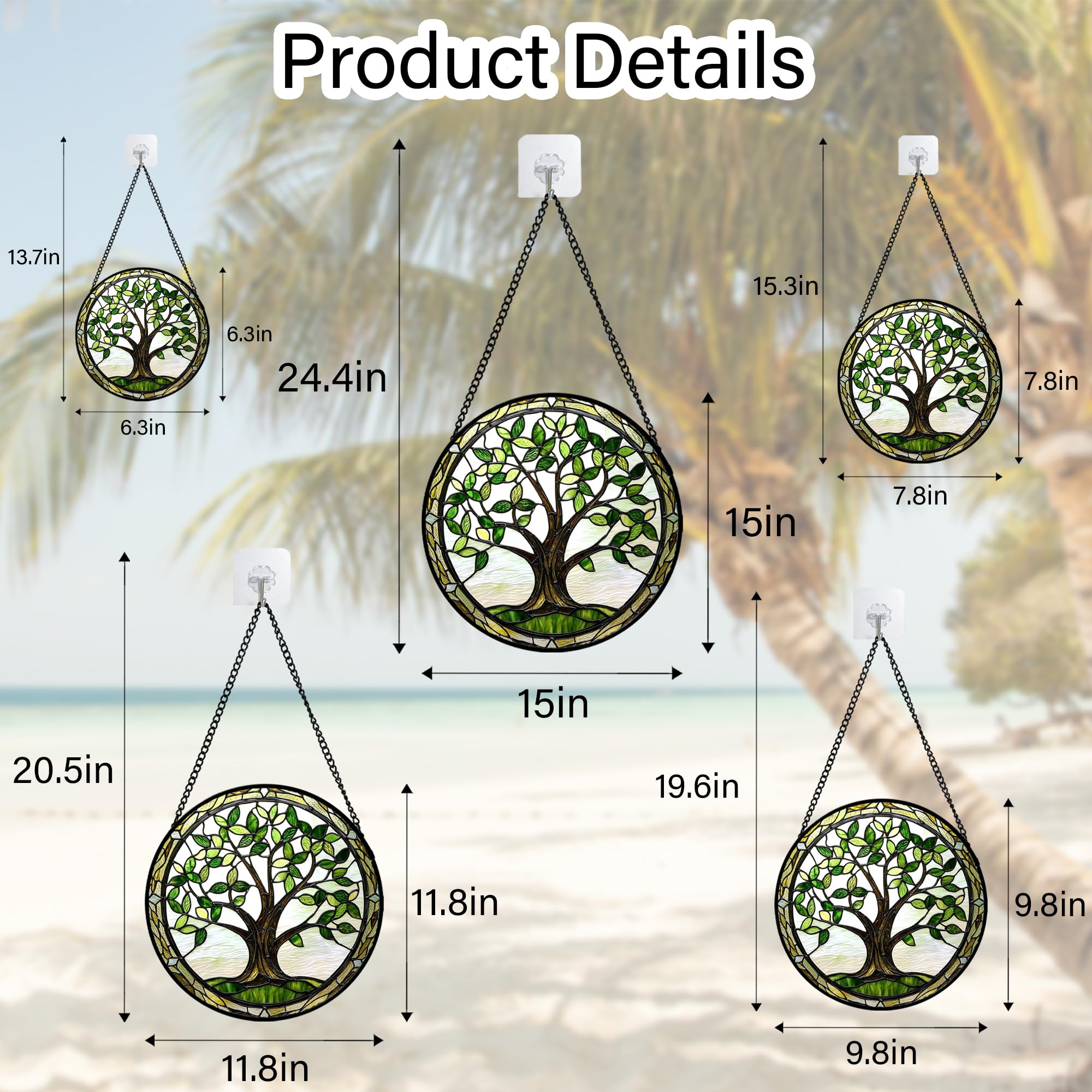 AMDERVEN Green Tree of Life Suncatcher with hook and chain