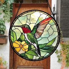 AMDERVEN Hummingbird Suncatcher hanging in a window