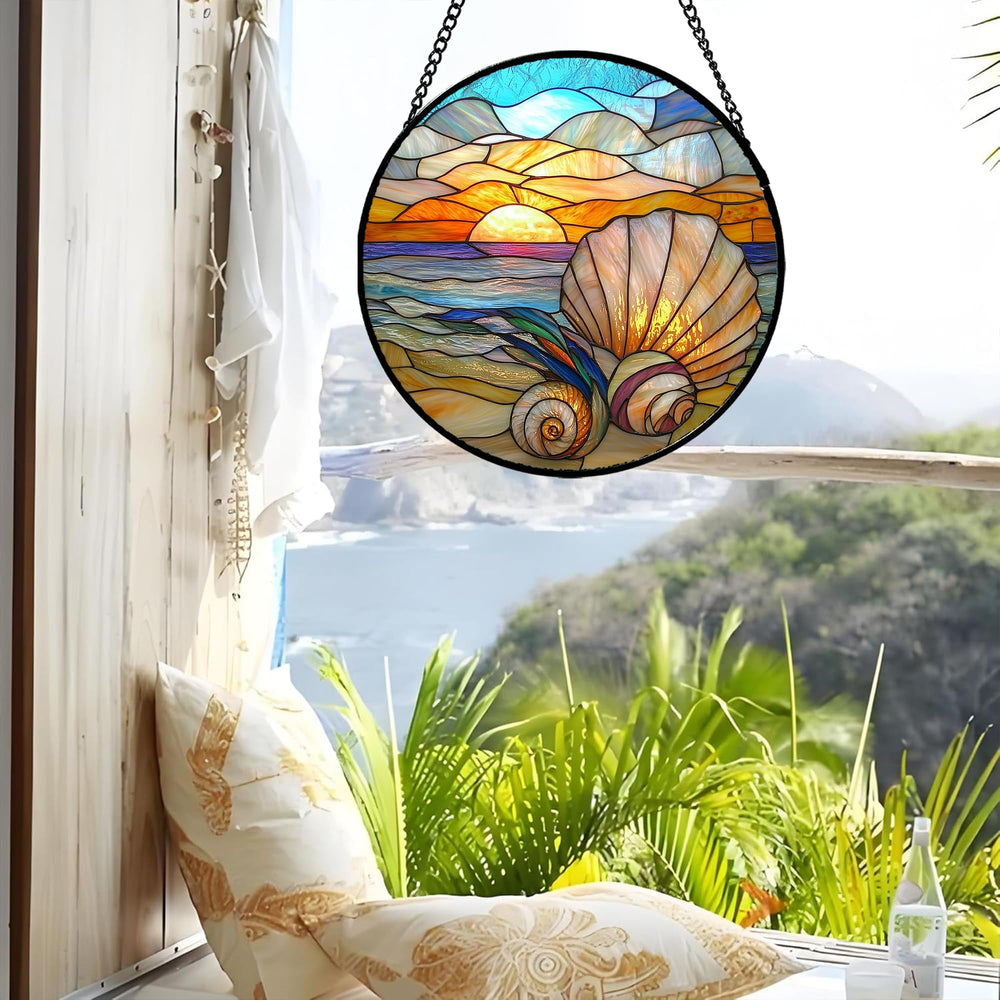 AMDERVEN Ocean Stained Glass Suncatcher displaying vibrant colours
