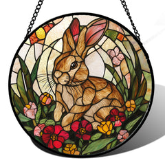 AMDERVEN Stained Glass Rabbit Suncatcher front view