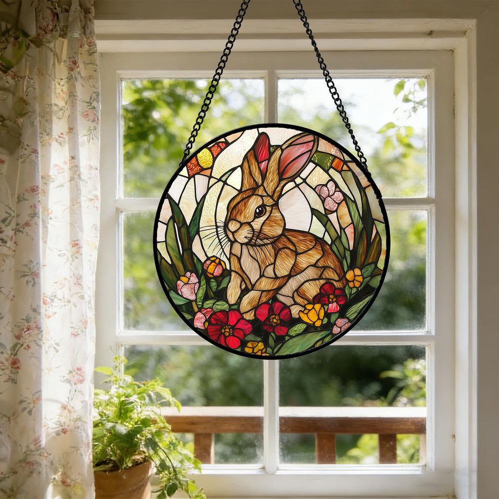 AMDERVEN Stained Glass Rabbit Suncatcher packaging