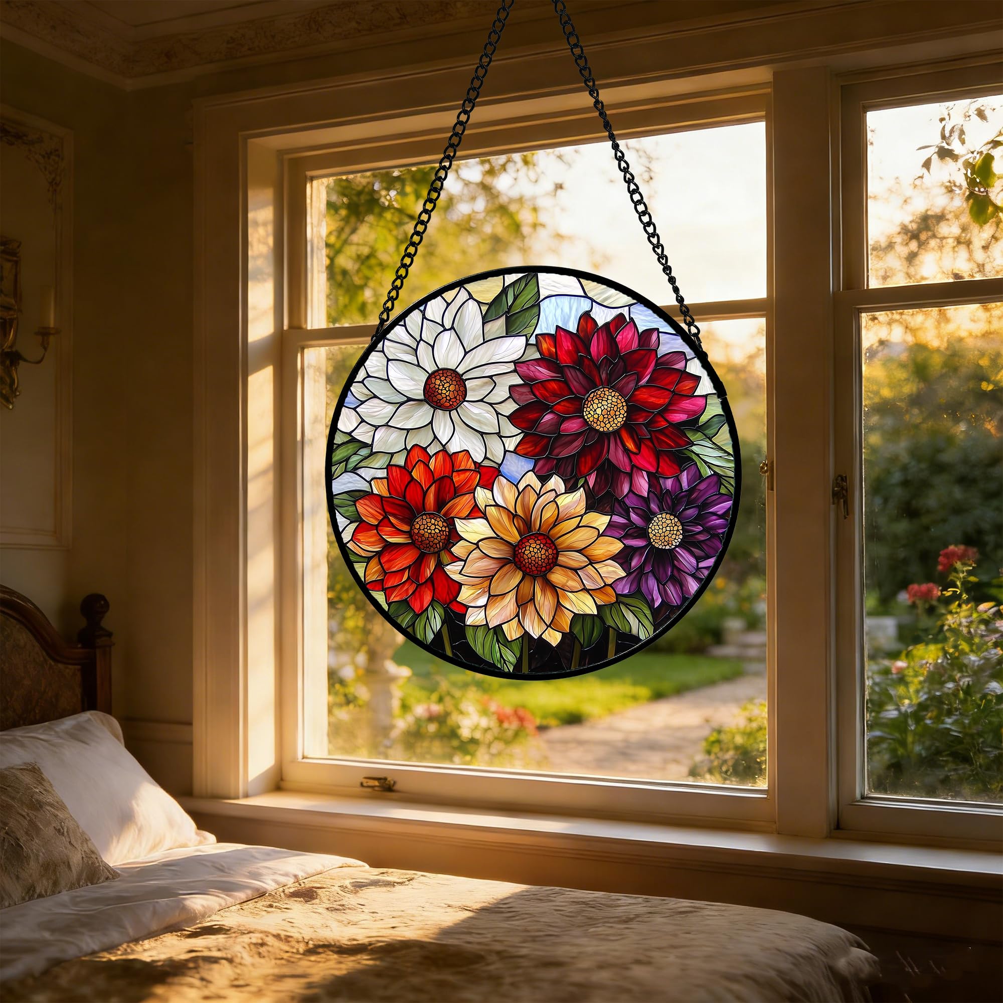 AMDERVEN stained glass suncatcher displayed in living room