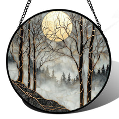 AMDERVEN stained glass suncatcher front view in black gold