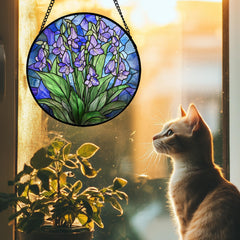 AMDERVEN Stained Glass Suncatcher hanging in a sunlit window