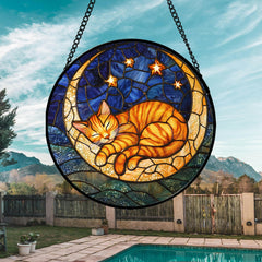 AMDERVEN stained glass suncatcher hanging in a window