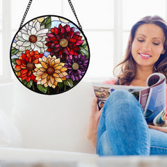 AMDERVEN stained glass suncatcher hanging in window