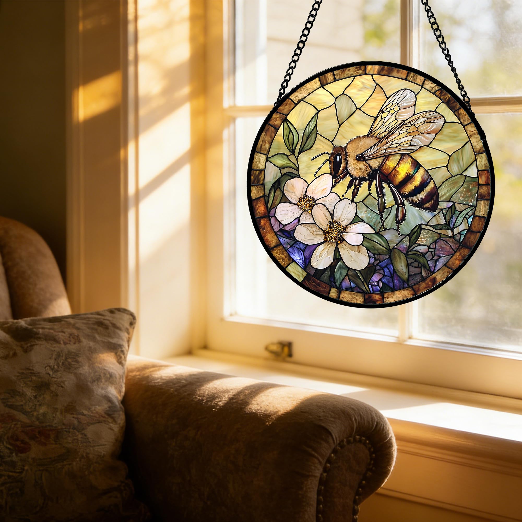 AMDERVEN stained glass suncatcher with cord and hook included