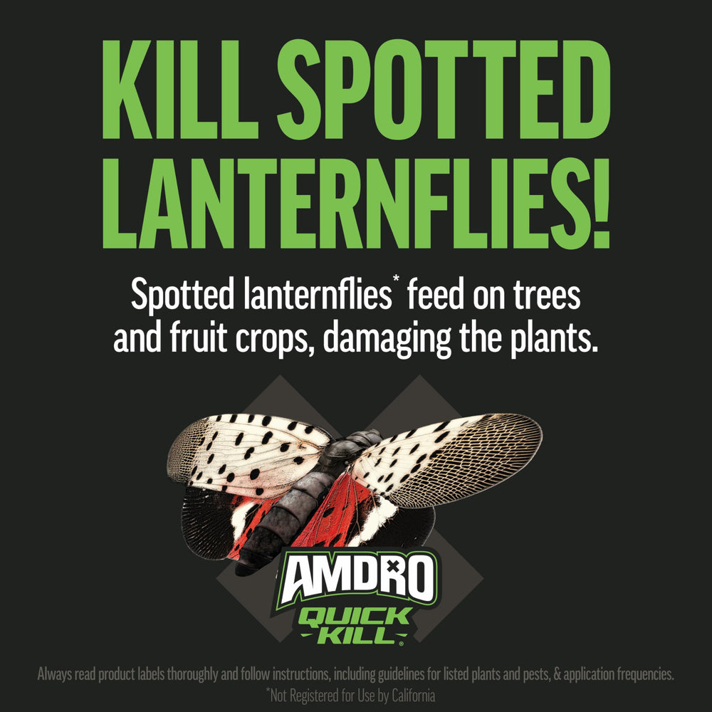 Amdro Quick Kill Insect Killer Spray bottle on a garden table
