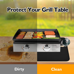 Amerbro grill mat laid out under a portable grill