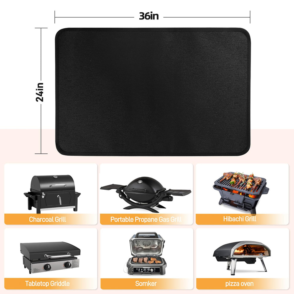 Amerbro grill mat protecting a wooden table outdoors