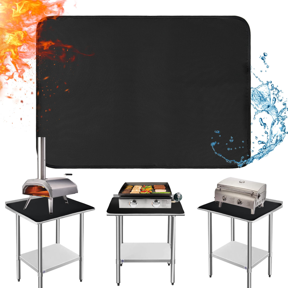 Amerbro Heat Resistant Mat 36x24in black front view