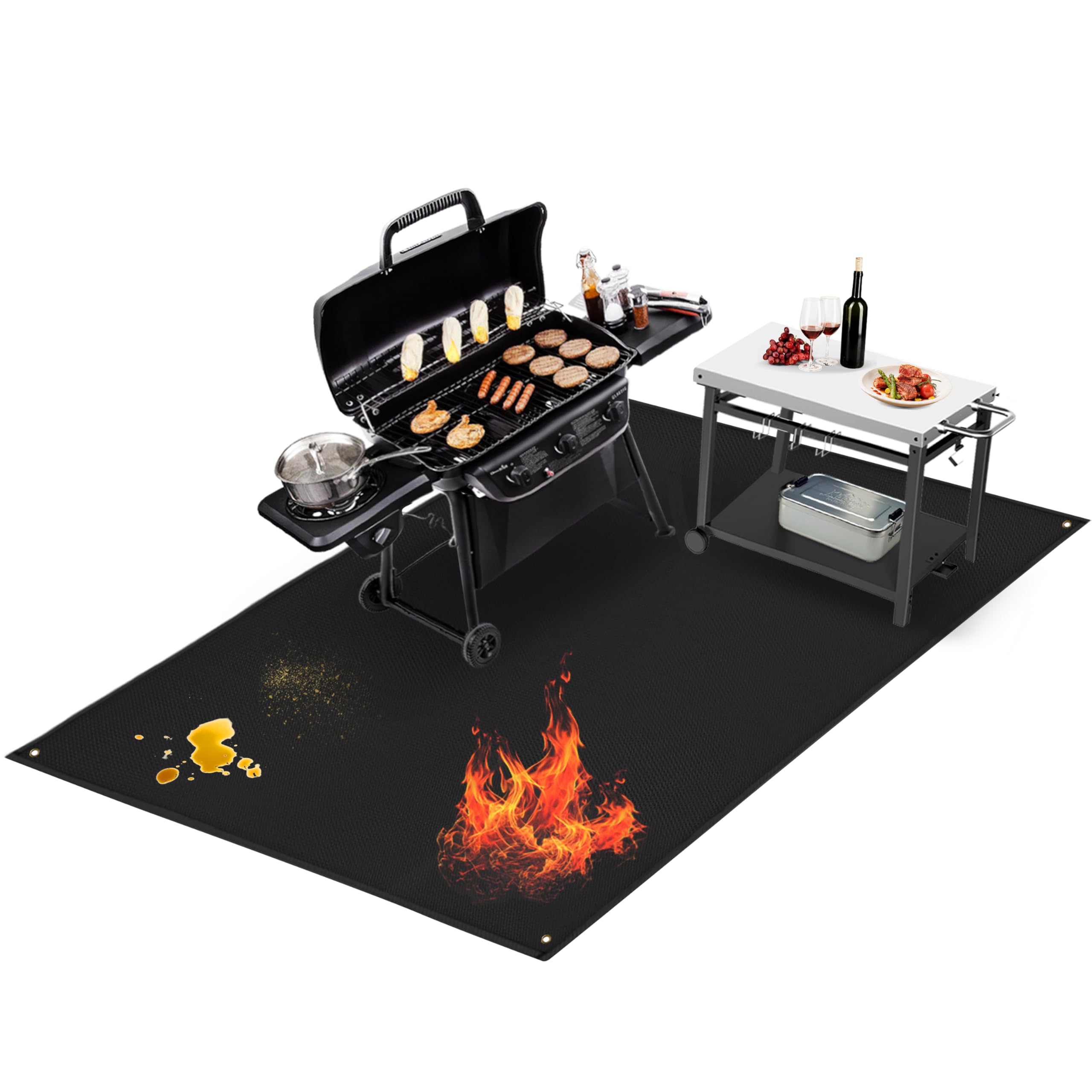 Amerbro Large Under Grill Mat black model front view