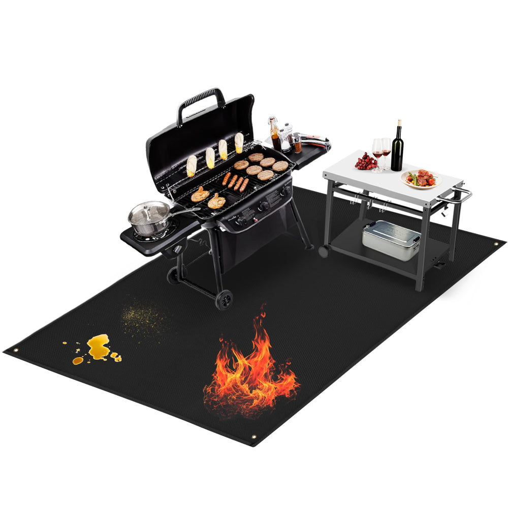 Amerbro Large Under Grill Mat black model front view