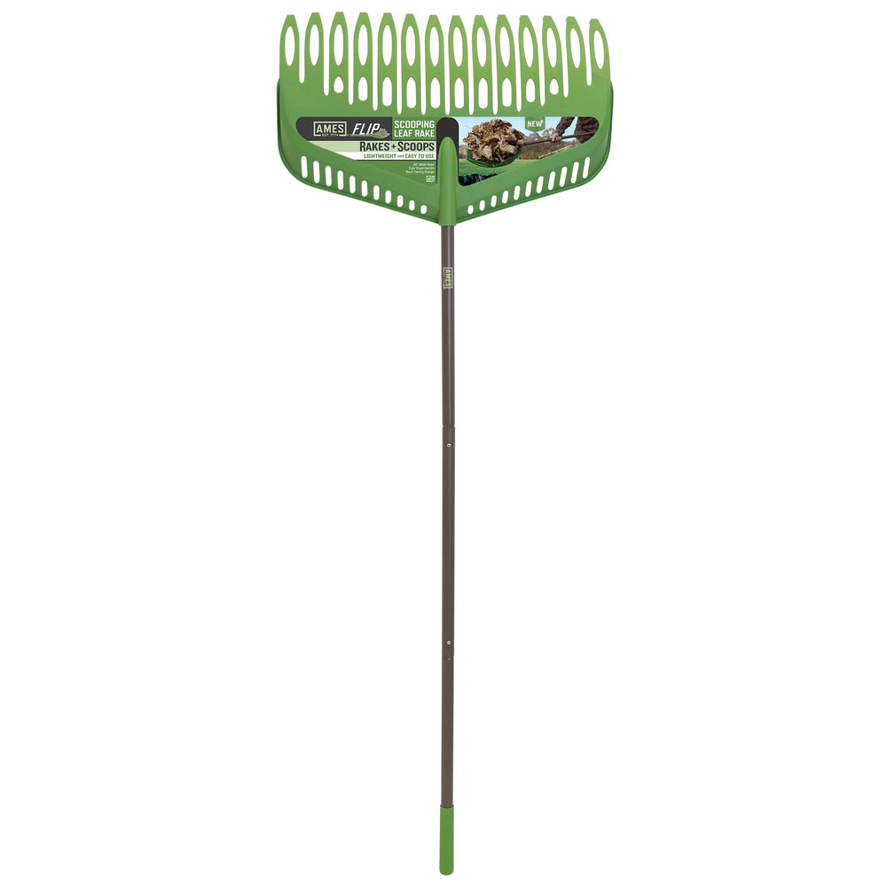 AMES Flip Scooping Leaf Rake front view with cushioned grip