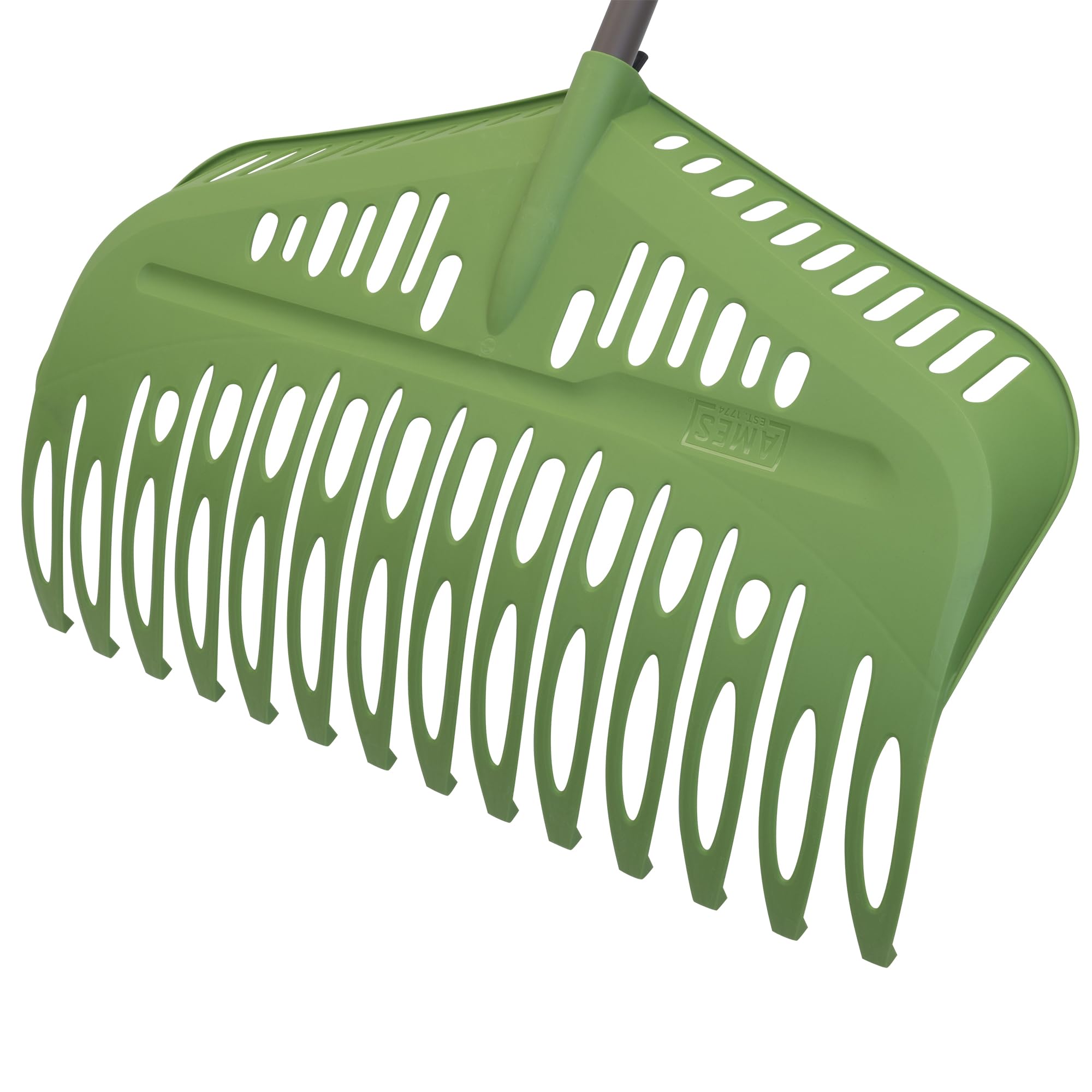 AMES Flip Scooping Leaf Rake side view showing the 24 inch wide head