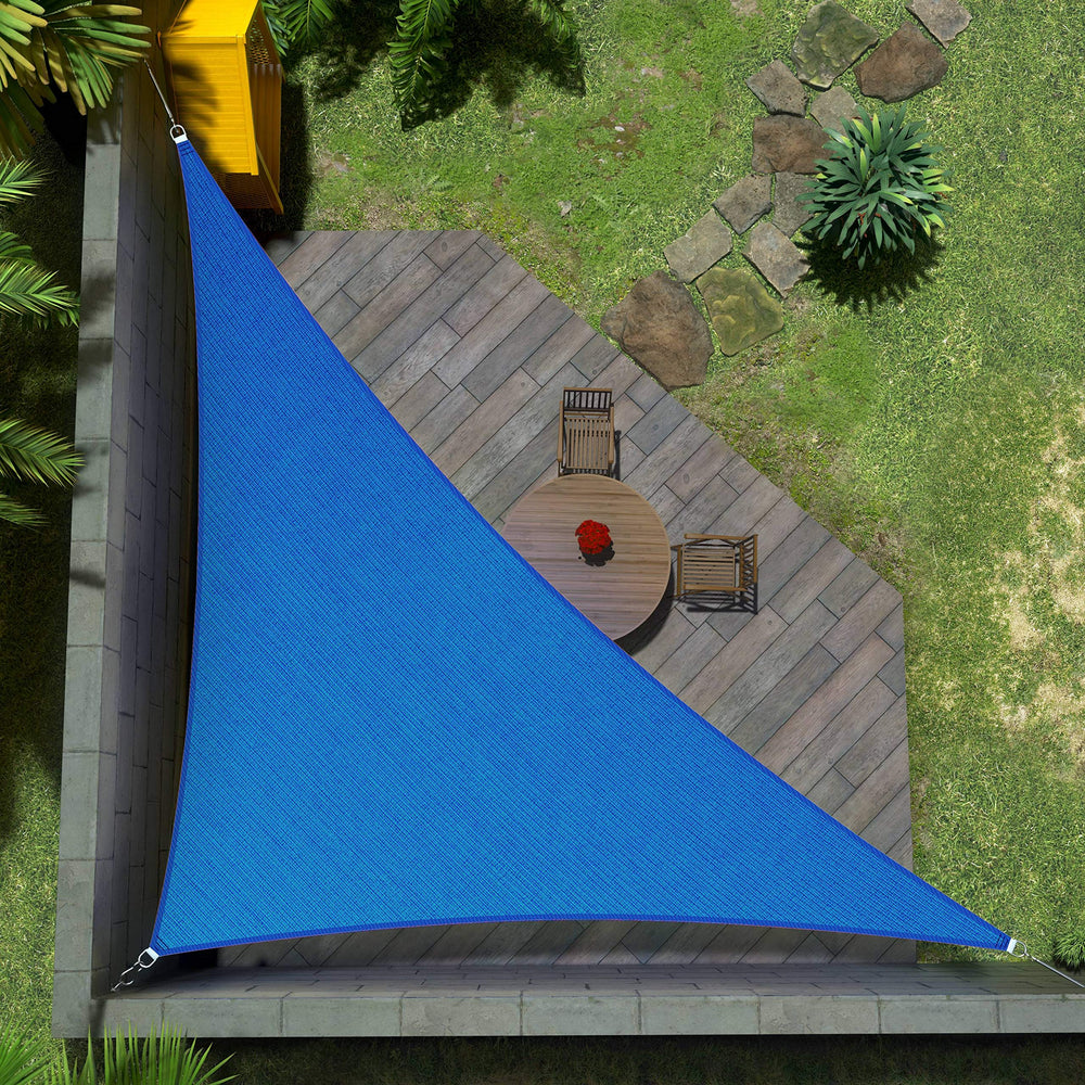 Amgo 18' x 18' Blue Triangle Sun Shade Sail front view