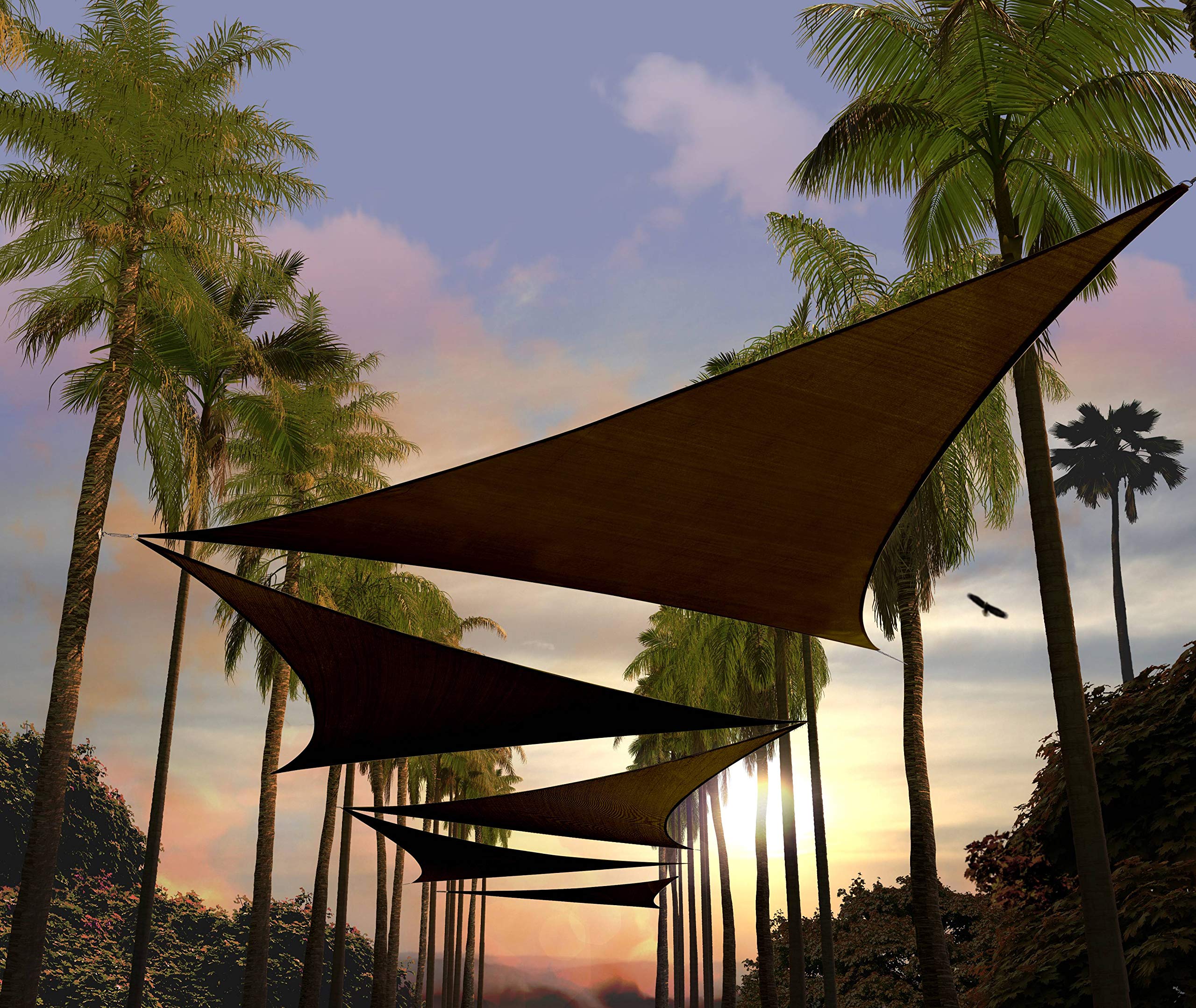 Amgo 18' x 18' x 18' Brown Triangle Sun Shade Sail front view