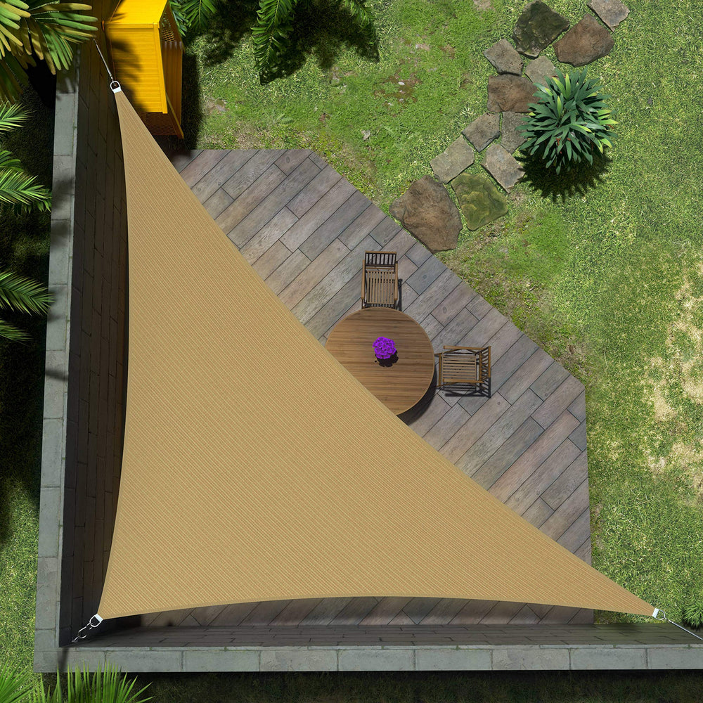 Amgo 18' x 18' x 25.5' Sand Triangle Sun Shade Sail front view