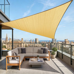 Amgo 22' x 22' Beige Triangle Sun Shade Sail front view