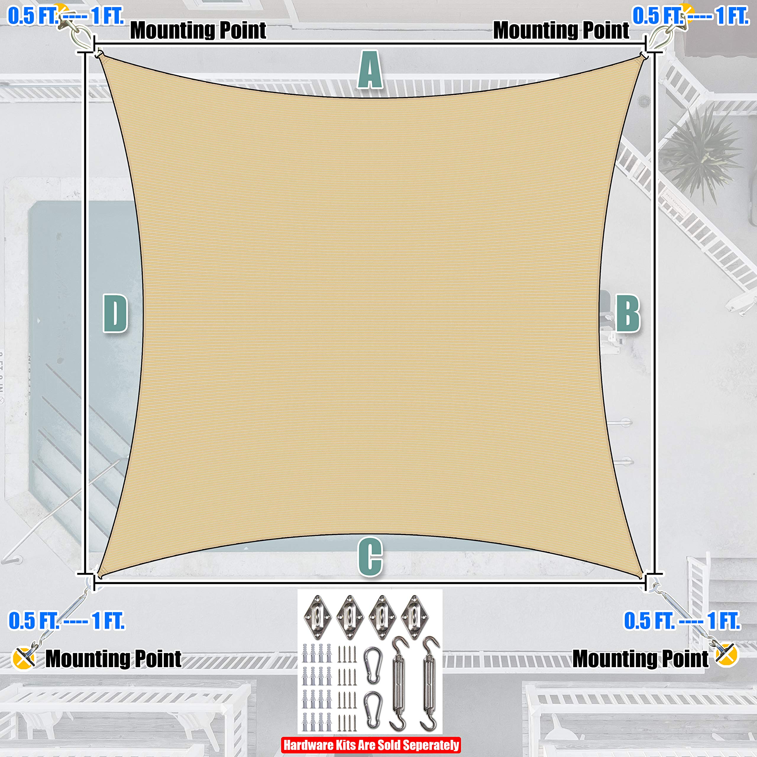 Amgo shade sail dimensions displayed