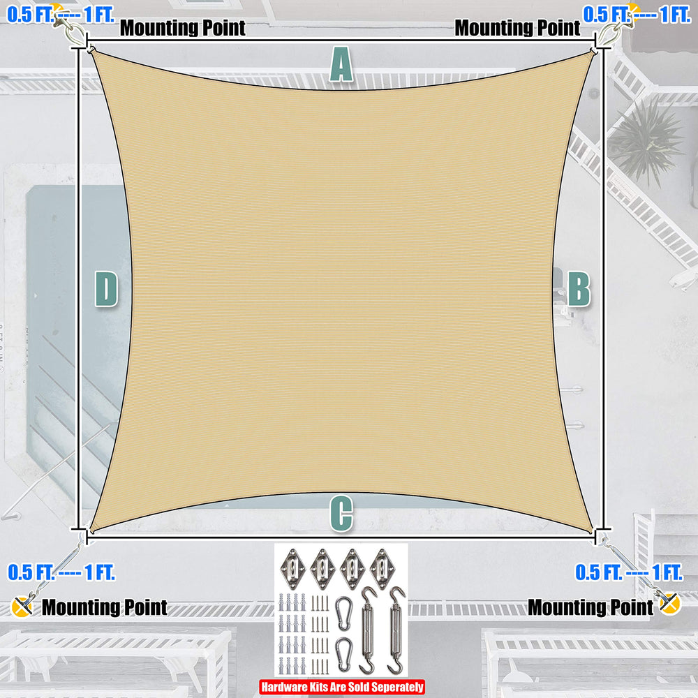 Amgo shade sail dimensions displayed