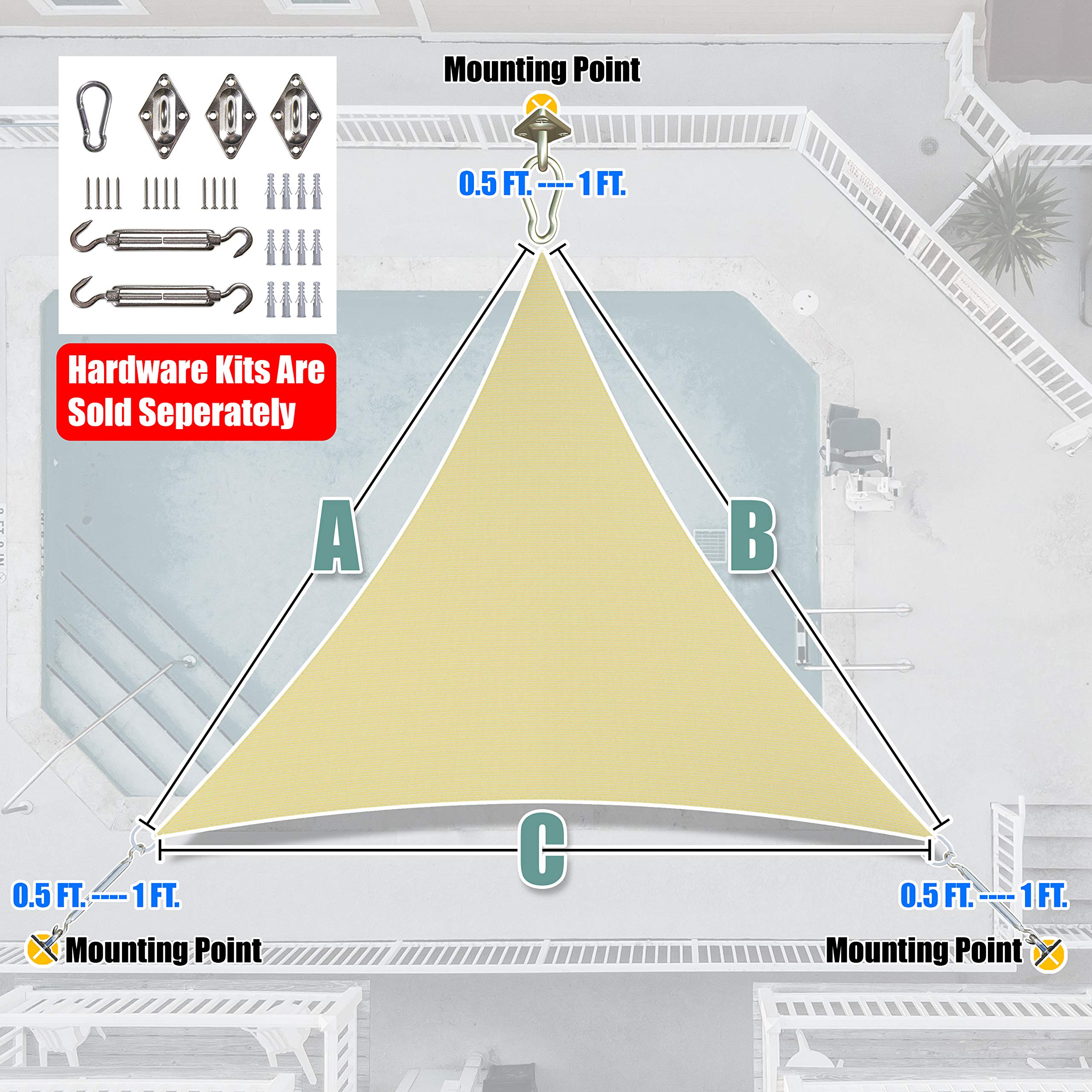 Amgo Triangle Sun Shade Sail beige packaging