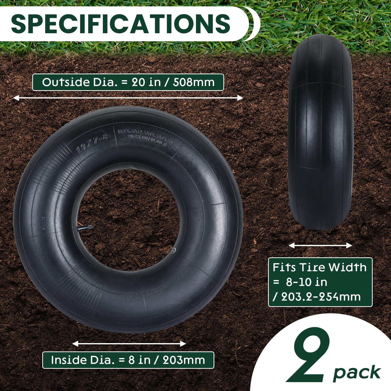 AMGSH 20x10.0-8 inner tube side view